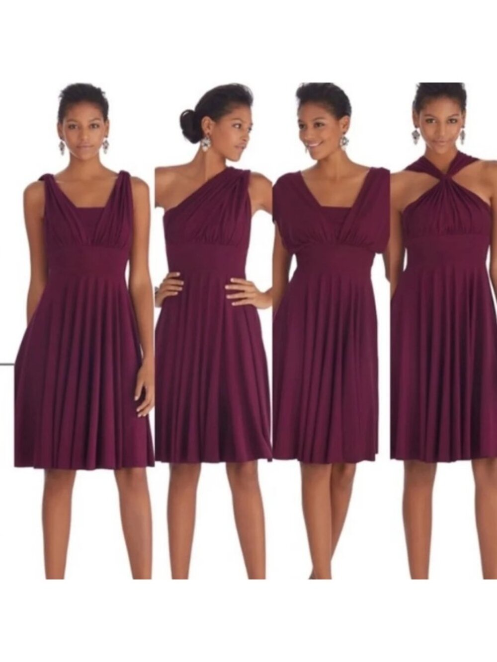 WHBM Genius Convertible Fit & Flare Dress 10 Burgundy NWT